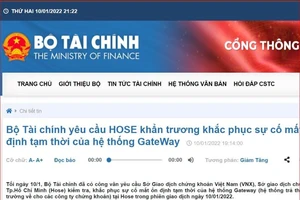 Bộ Tài chính yêu cầu Hose kiểm tra sự cố sàn chứng khoán