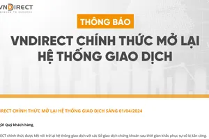 Hệ thống giao dịch VNDirect trở lại hoạt động một phần