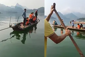 Lốc xoáy làm lật thuyền trên hồ thủy điện Sơn La, 2 người mất tích