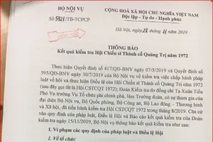 Kết quả kiểm tra Hội Chiến sĩ thành cổ Quảng Trị 1972 