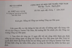 Tạm đình chỉ nhân viên hải quan trong nghi án hối lộ Tenma 