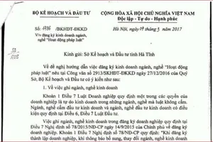 Bộ Tư pháp 'tuýt còi' văn bản của Bộ Kế hoạch và Đầu tư