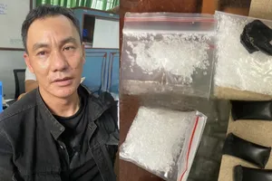 Nguyễn Trung Hải bị bắt cùng nhiều tang vật. Ảnh: CA.