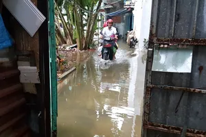 Triều chưa đạt đỉnh, nhiều nơi ở TP.HCM vẫn ngập