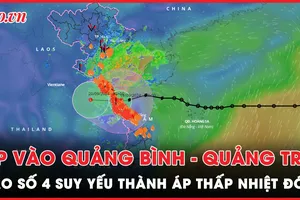Vào Quảng Bình - Quảng Trị, bão số 4 nhanh chóng suy yếu thành áp thấp nhiệt đới