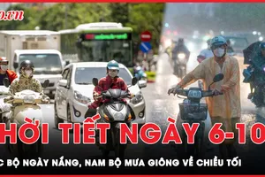 Dự báo thời tiết ngày 6-10: Bắc Bộ ngày nắng, Nam Bộ mưa giông về chiều tối