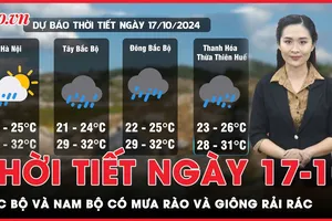 Thời tiết ngày 17-10: Bắc Bộ có mưa vào sáng sớm, Nam Bộ có mưa rào và giông rải rác