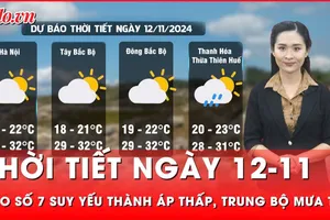 Thời tiết ngày 12-11: Bão số 7 suy yếu thành áp thấp nhiệt đới, Trung Bộ mưa to