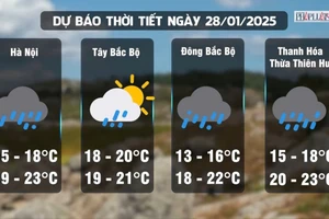 Thời tiết ngày 28-01: Miền Bắc có mưa phùn, nồm ẩm chấm dứt