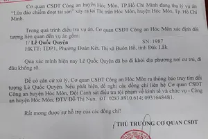 Công an huyện Hóc Môn tìm người liên quan vụ án lừa đảo