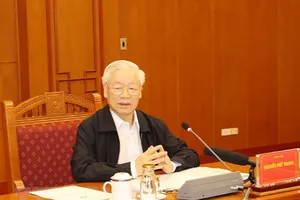 Tổng Bí thư, Chủ tịch nước Nguyễn Phú Trọng chủ trì cuộc họp. Ảnh: TTXVN