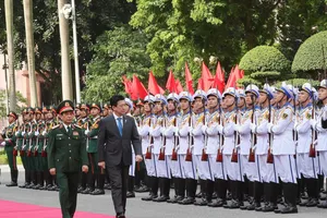 Đại tướng Phan Văn Giang chủ trì lễ đón, hội đàm với Bộ trưởng Bộ Quốc phòng Nhật Bản