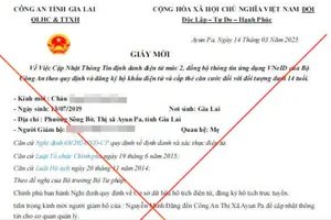 Cảnh báo giả mạo giấy mời của Thượng tá Ksor H’Bơ Khắp, phó giám đốc Công an Gia Lai