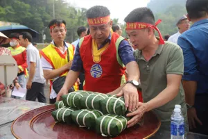 Lên đền Hùng xem thi gói bánh chưng, giã bánh giầy dịp Giỗ Tổ Hùng Vương