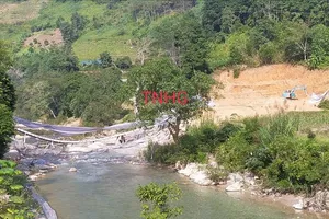 Sập cầu khi đang thi công ở Hà Giang 