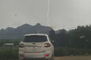 Hòa Bình: Sét đánh gây cháy lớn trên đỉnh núi Thung Táy