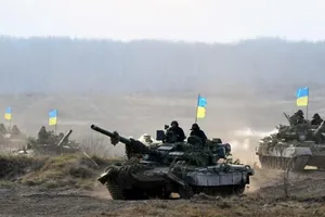 Các binh sĩ Ukraine trong một cuộc tập trận ở vùng Zhytomyr.