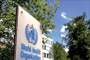 Bên ngoài trụ sở Tổ chức Y tế Thế giới WHO.