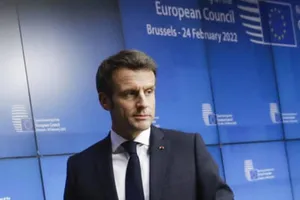 Tổng thống Pháp Emmanuel Macron có bài phát biểu tại hội nghị thượng đỉnh EU vào ngày 25-2.
