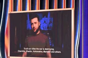 Bài phát biểu bất ngờ của Tổng thống Ukraine Volodymy Zelensky tại lễ trao giải Grammy 2022 hôm 3-4.
