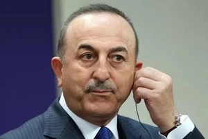 Ngoại trưởng Thổ Nhĩ Kỳ Mevlut Cavusoglu sau cuộc họp ở Ankara, ngày 19-4.