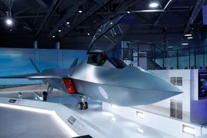 Mẫu máy bay chiến đấu phản lực mới Tempest tại Triển lãm hàng không ở thị trấn Farnborough, Anh ngày 16-7-2018.