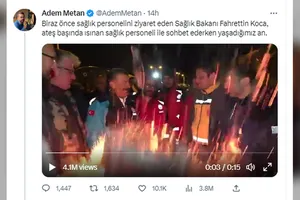 Than hồng bất ngờ phát nổ trong lúc Bộ trưởng Y tế Thổ Nhĩ Kỳ đang thị sát hoạt động cứu hộ sau trận động đất ở tỉnh Hatay, ngày 16-2.