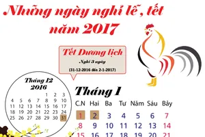 Infographic:Lịch nghỉ lễ, tết cả năm 2017
