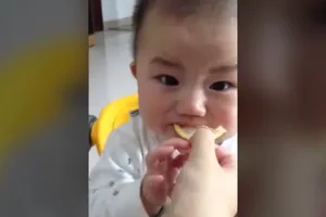 Biểu cảm đáng yêu của bé trai khi ăn chanh