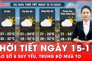 Dự báo thời tiết ngày 15-11: Trung Bộ tiếp tục mưa to do ảnh hưởng của hoàn lưu bão số 8