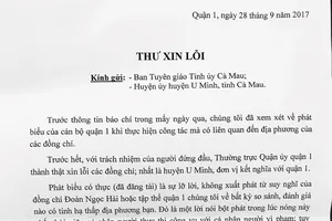 Quận 1 gửi thư xin lỗi Cà Mau vì phát ngôn của ông Hải