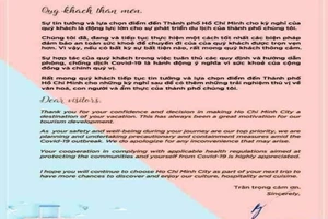 Phó Chủ tịch UBND TP.HCM viết thư gửi khách du lịch