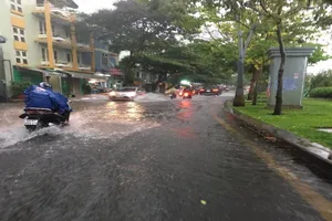 TP HCM: Đường ngập nước mưa do cống đầy...rác
