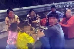 Gia đình 7 người dừng xe trên dải dừng khẩn cấp cao tốc để... ăn uống