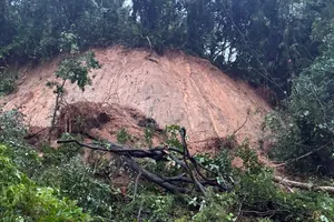 Sạt lở trên đèo Ngoạn Mục, quốc lộ 27 ùn tắc giao thông