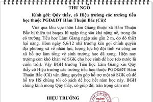 Thầy hiệu trưởng gửi thư ngỏ xin sách giáo khoa cũ cho học sinh vùng lũ