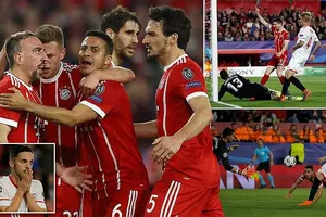 Bayern Munich thắng ngược Sevilla nhờ 2 bàn may mắn