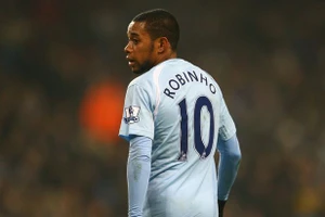 Robinho trong màu áo Man City. ẢNH: GETTY