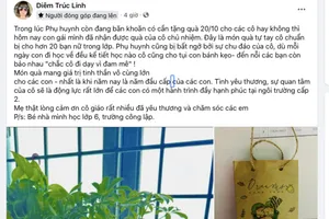 Phụ huynh bất ngờ món quà cô giáo tặng con gái nhân ngày 20-10