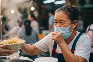 Người bị bệnh lao phổi đeo khẩu trang đứng bán thức ăn được không?