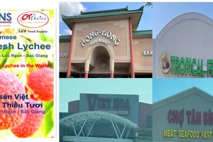 Vải tươi Việt Nam được bán tại các chợ Châu Á lớn TP Houston. ẢNH: Bộ Công Thương 