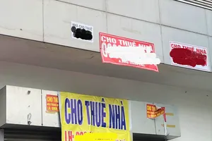 Hàng loạt mặt bằng treo bảng cho thuê. ẢNH: TÚ UYÊN