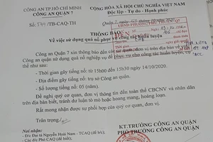 Công an quận 7 thông báo về việc nổ năm quả nổ tại trụ sở 