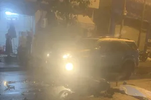 Hiện trường vụ tai nạn xe máy tông trực diện ở Thủ Đức. Ảnh: CM