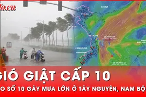 Bão số 10 giật cấp 10, Tây Nguyên, Nam Bộ mưa to, sóng biển cao đến 6m