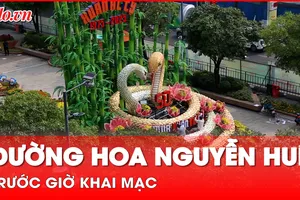 Đường hoa Nguyễn Huệ tết Ất Tỵ 2025 trước giờ khai mạc