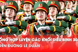 Video: Buổi tổng hợp luyện các khối diễu binh 30-4 trên đường Lê Duẩn