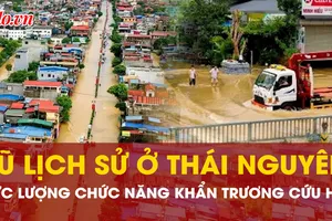 Lũ trên sông Cầu đạt đỉnh, TP Thái Nguyên chìm trong biển nước