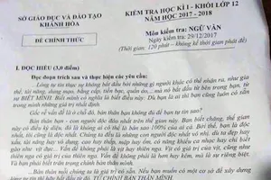 Nghi lộ đề, Khánh Hòa dừng thi HK 1 học sinh lớp 12