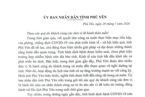 UBND tỉnh Phú Yên xin lỗi du khách vì dịch COVID-19